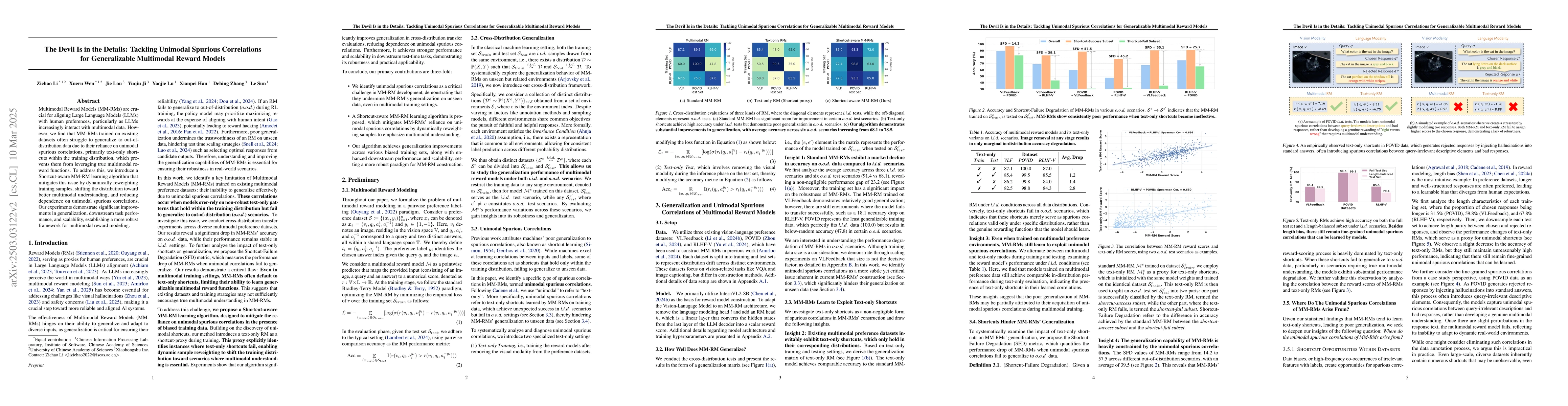 Thumbnail for The Devil Is in the Details: Tackling Unimodal Spurious Correlations for
  Generalizable Multimodal Reward Models