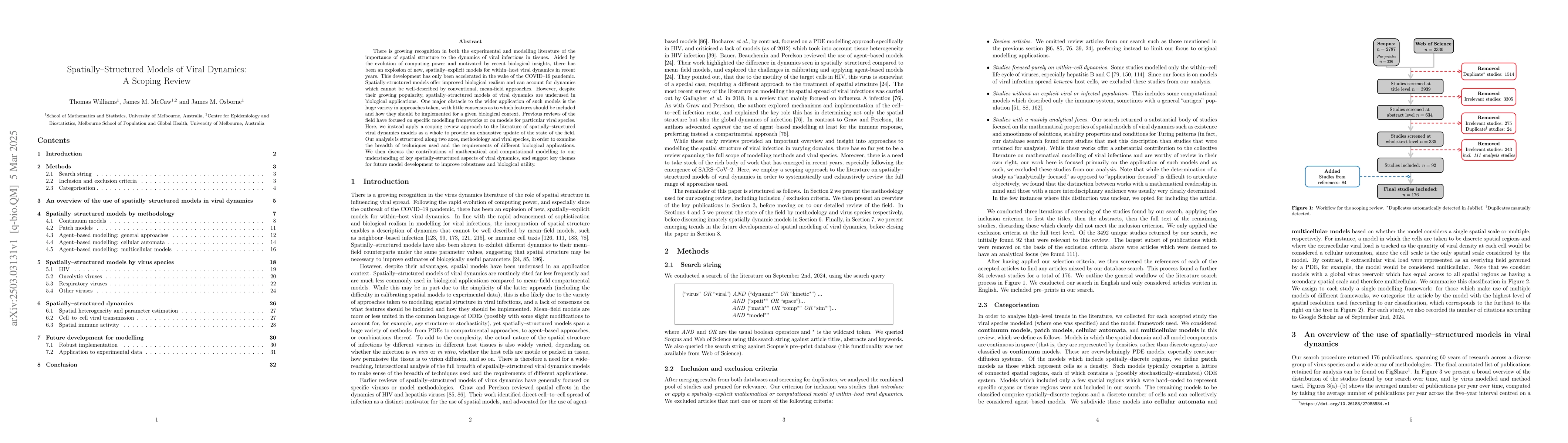 Thumbnail for Spatially-Structured Models of Viral Dynamics: A Scoping Review