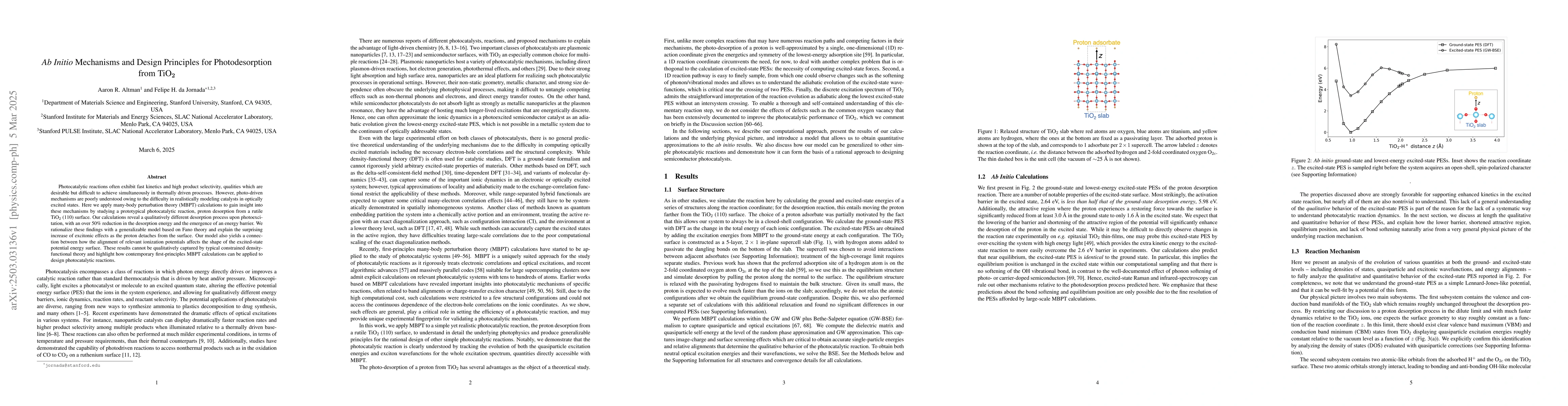 Thumbnail for Ab Initio Mechanisms and Design Principles for Photodesorption from
  TiO${}_2$