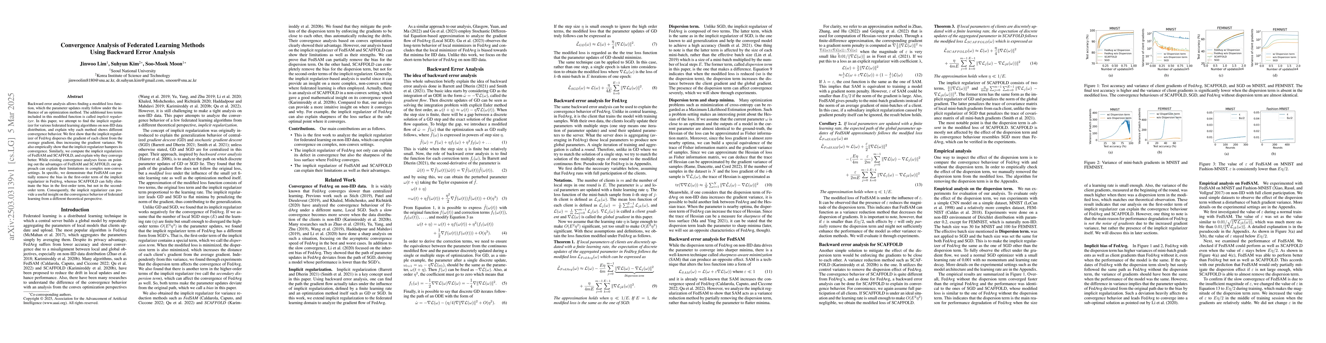 Thumbnail for Convergence Analysis of Federated Learning Methods Using Backward Error
  Analysis
