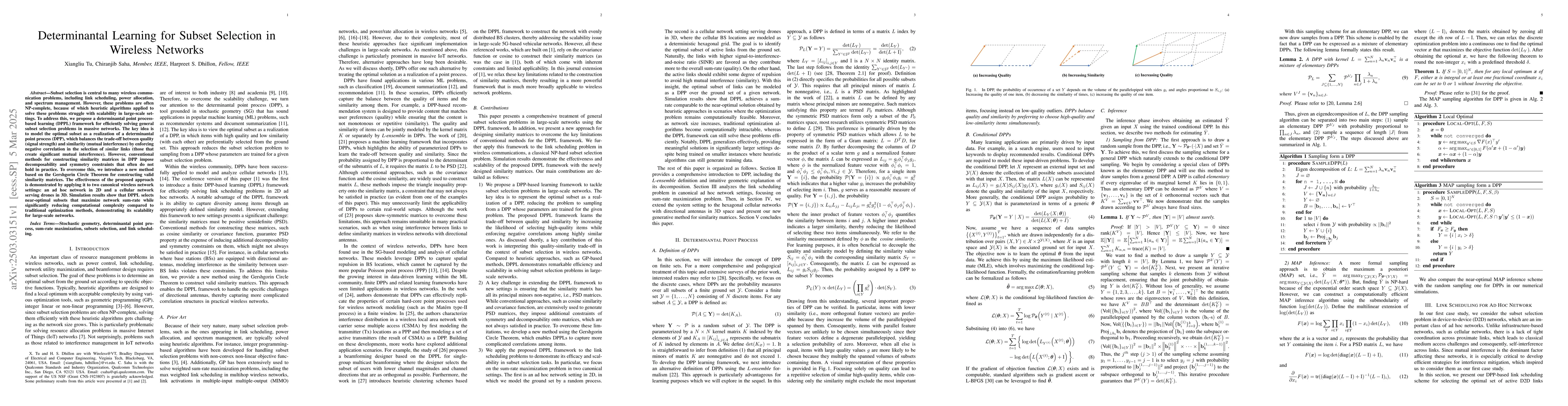 Thumbnail for Determinantal Learning for Subset Selection in Wireless Networks