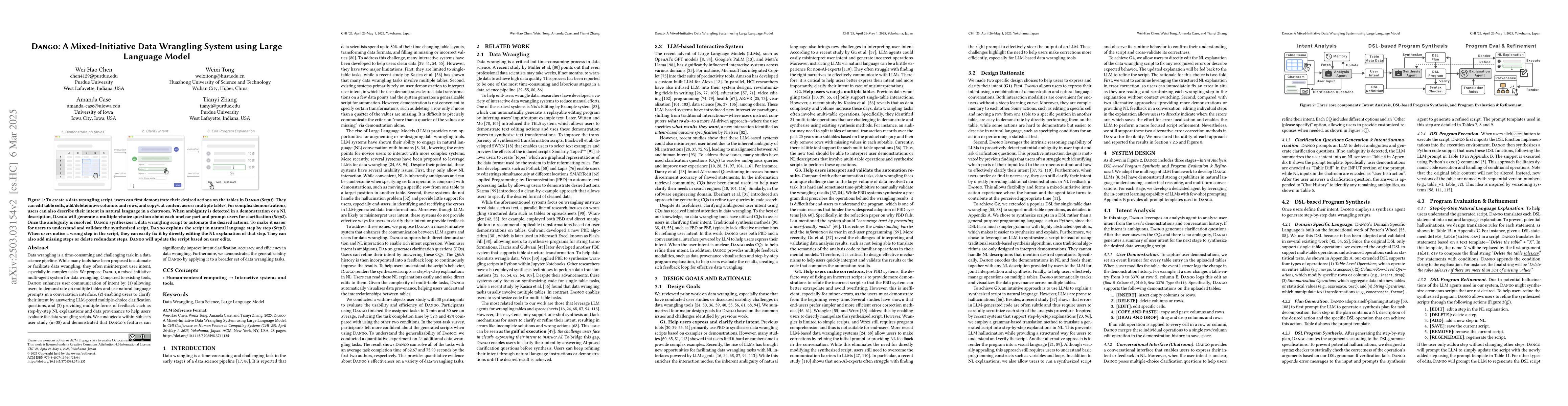Thumbnail for Dango: A Mixed-Initiative Data Wrangling System using Large Language
  Model