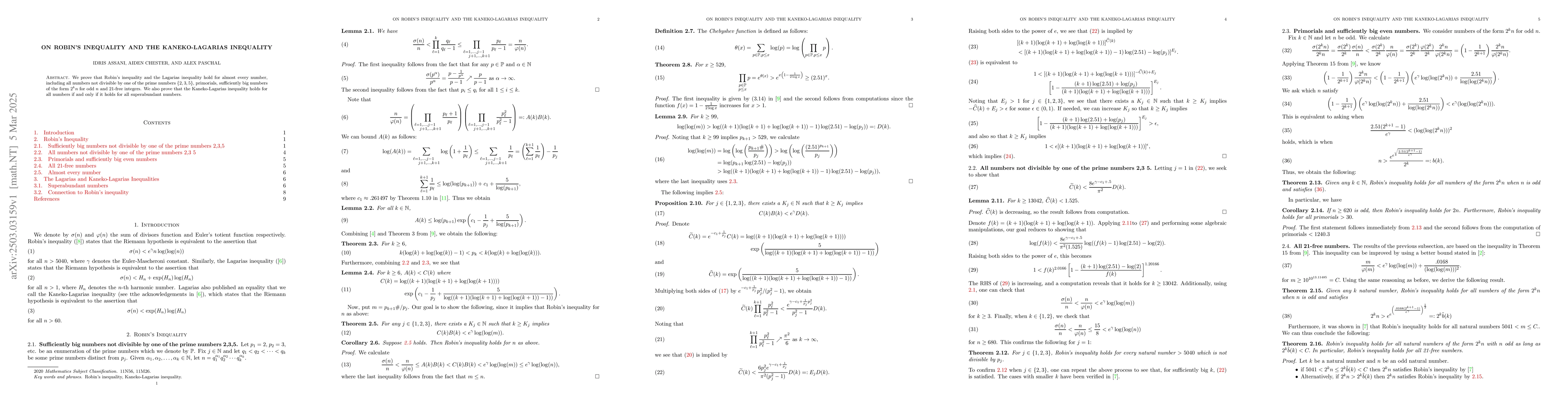 Thumbnail for On Robin's Inequality and the Kaneko-Lagarias Inequality