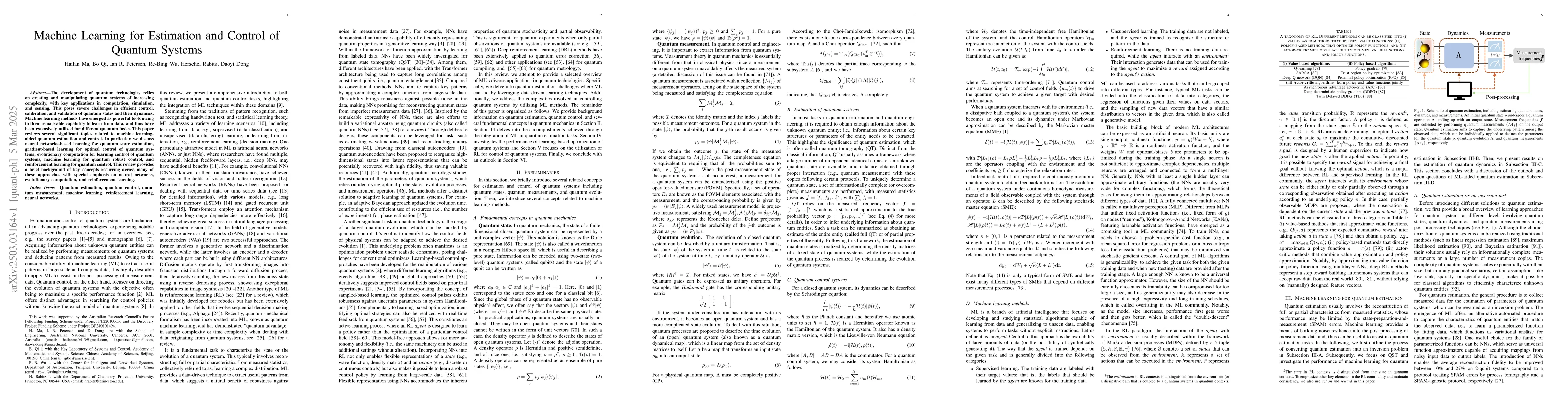 Thumbnail for Machine Learning for Estimation and Control of Quantum Systems