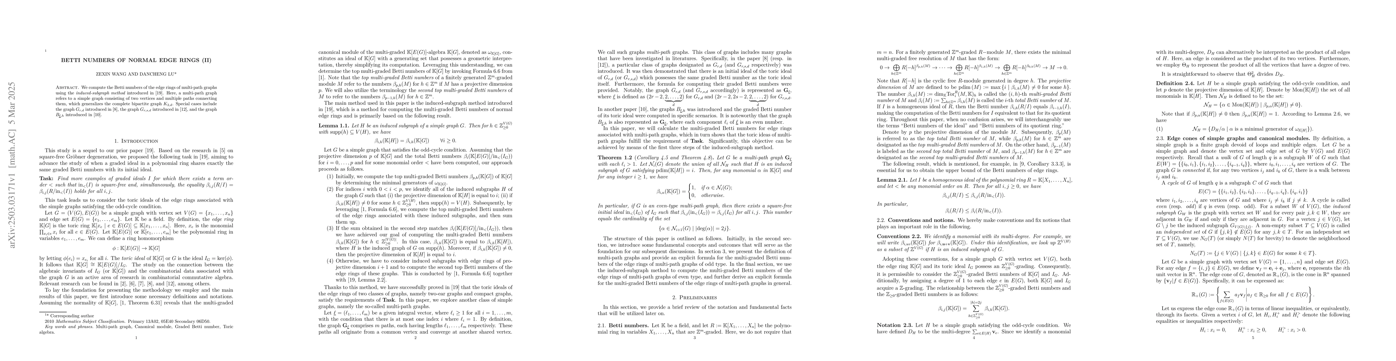 Thumbnail for Betti numbers of normal edge rings (II)