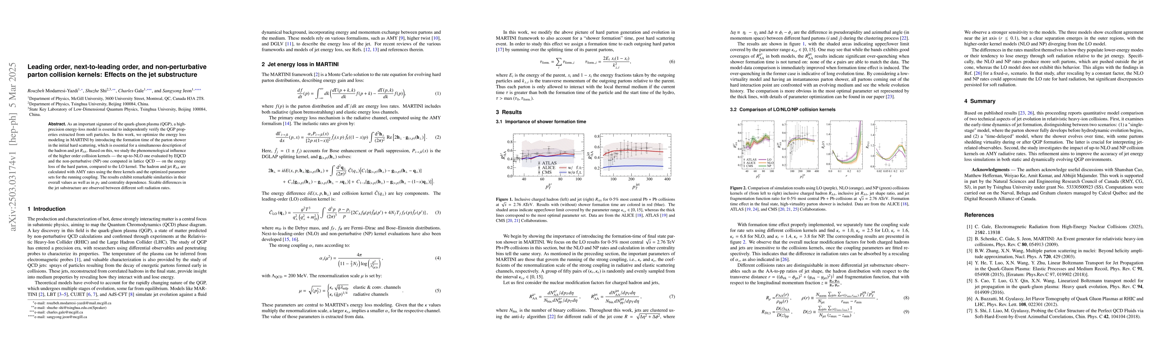 Thumbnail for Leading order, next-to-leading order, and non-perturbative parton
  collision kernels: Effects on the jet substructure
