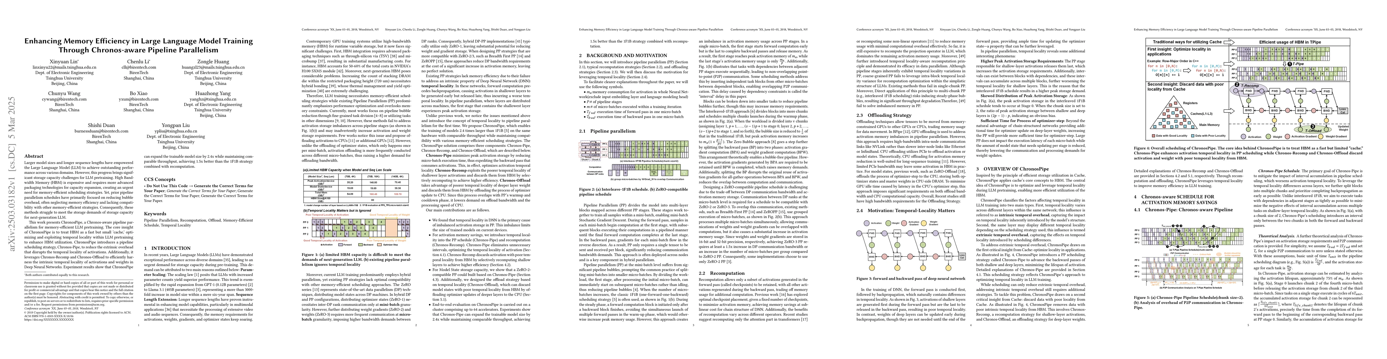 Thumbnail for Enhancing Memory Efficiency in Large Language Model Training Through
  Chronos-aware Pipeline Parallelism
