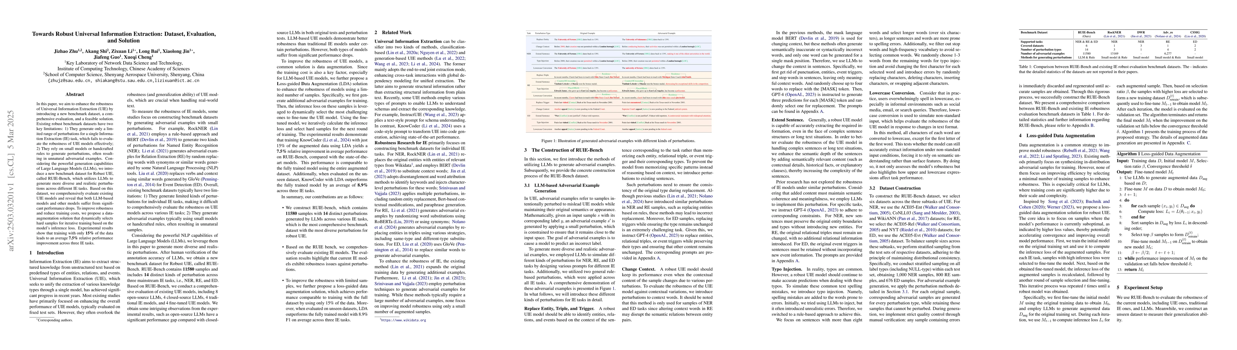 Thumbnail for Towards Robust Universal Information Extraction: Benchmark, Evaluation,
  and Solution