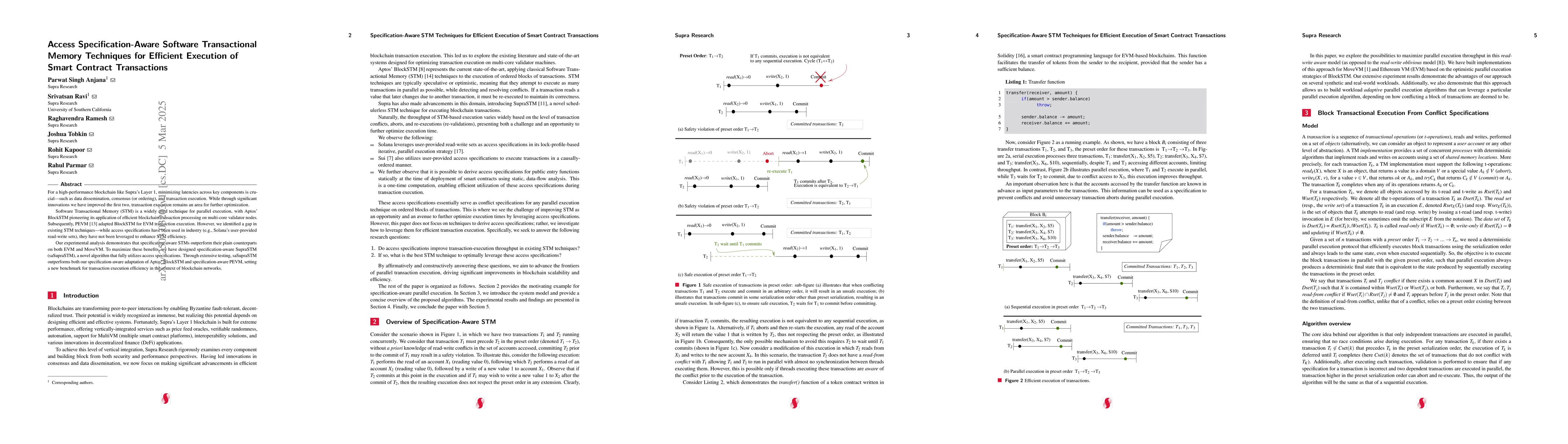 Thumbnail for Access Specification-Aware Software Transactional Memory Techniques for
  Efficient Execution of Smart Contract Transactions