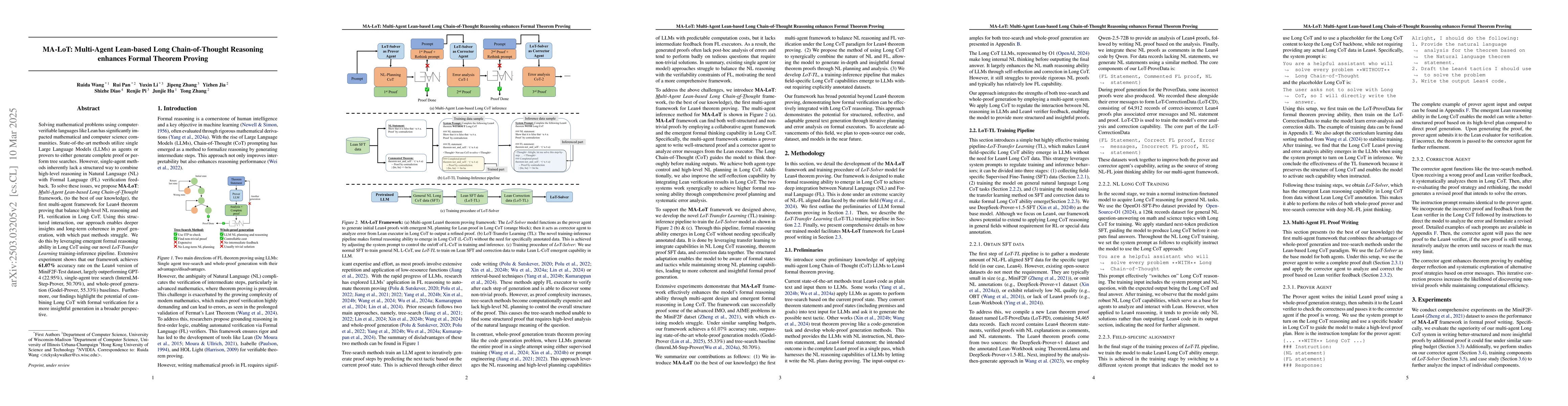Thumbnail for MA-LoT: Multi-Agent Lean-based Long Chain-of-Thought Reasoning enhances
  Formal Theorem Proving