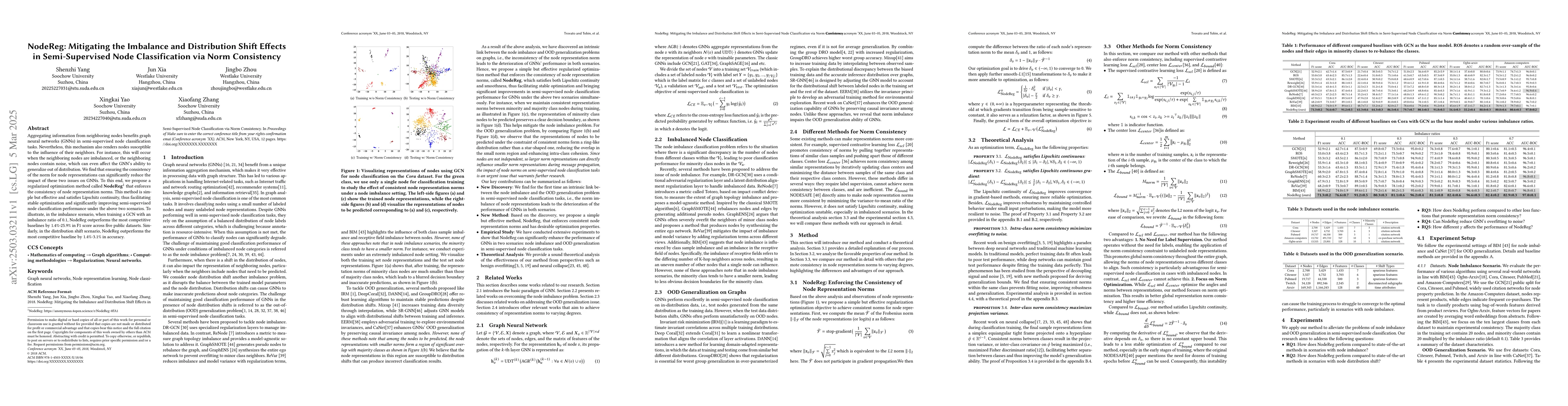 Thumbnail for NodeReg: Mitigating the Imbalance and Distribution Shift Effects in
  Semi-Supervised Node Classification via Norm Consistency
