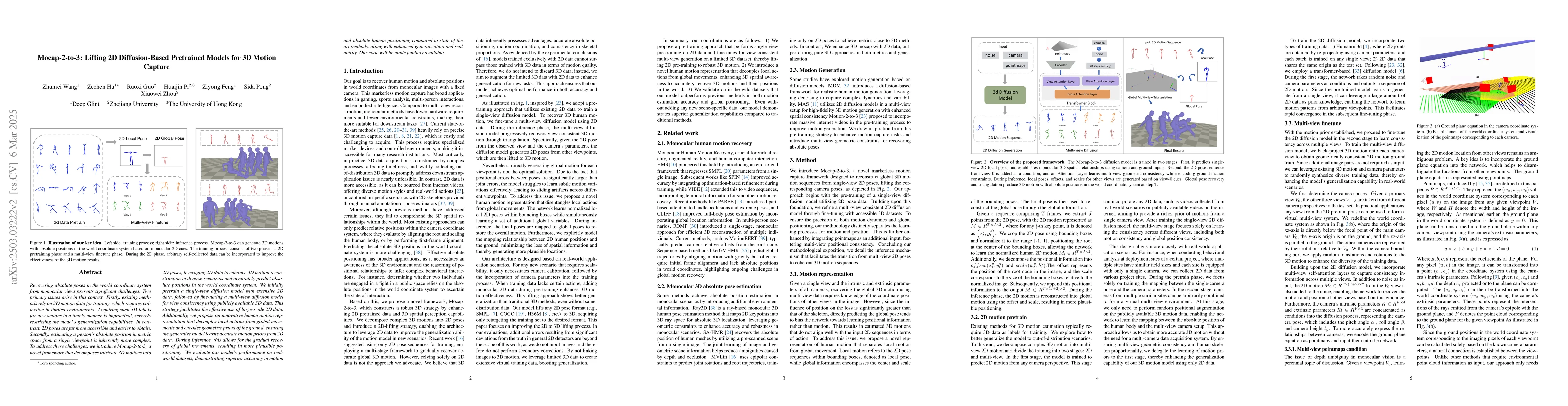 Thumbnail for Mocap-2-to-3: Lifting 2D Diffusion-Based Pretrained Models for 3D Motion
  Capture