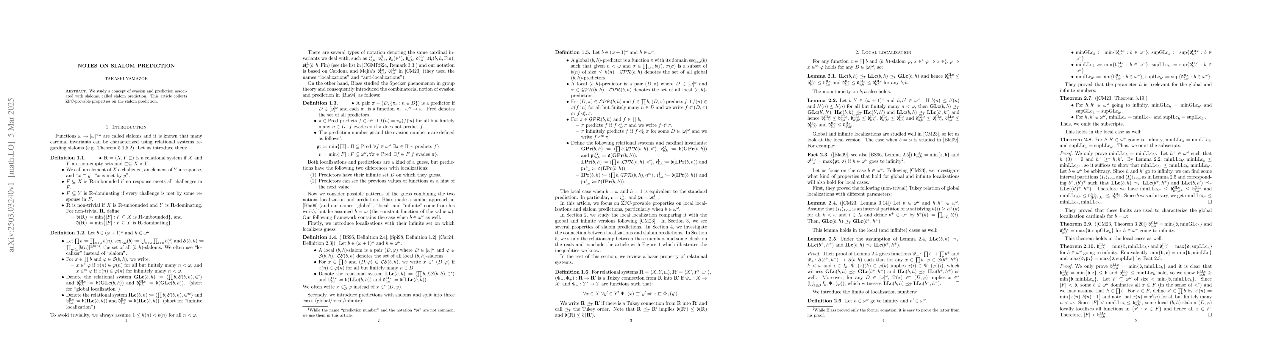 Thumbnail for Notes on slalom prediction