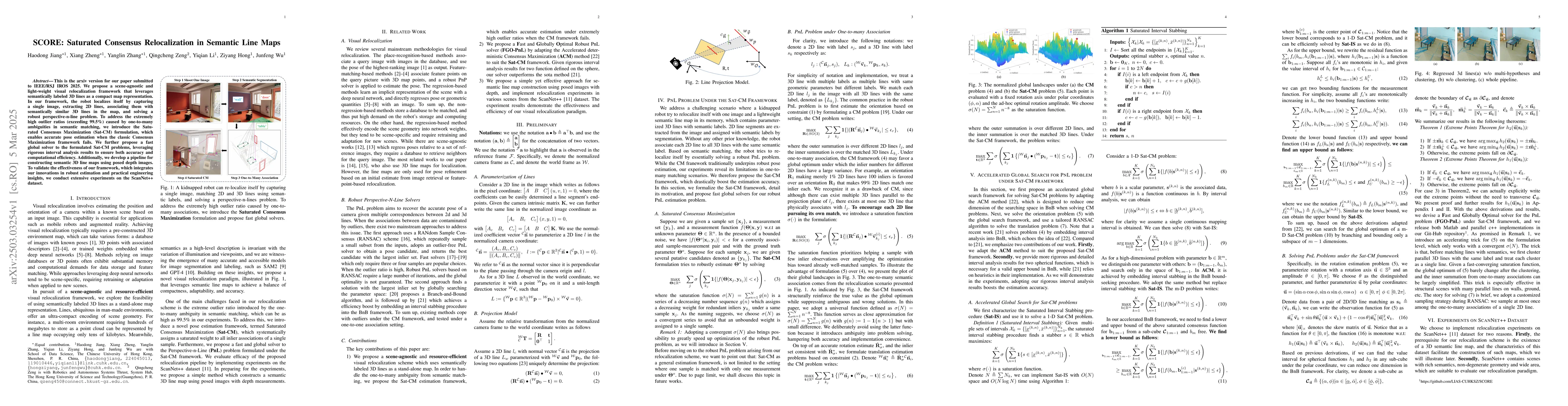 Thumbnail for SCORE: Saturated Consensus Relocalization in Semantic Line Maps
