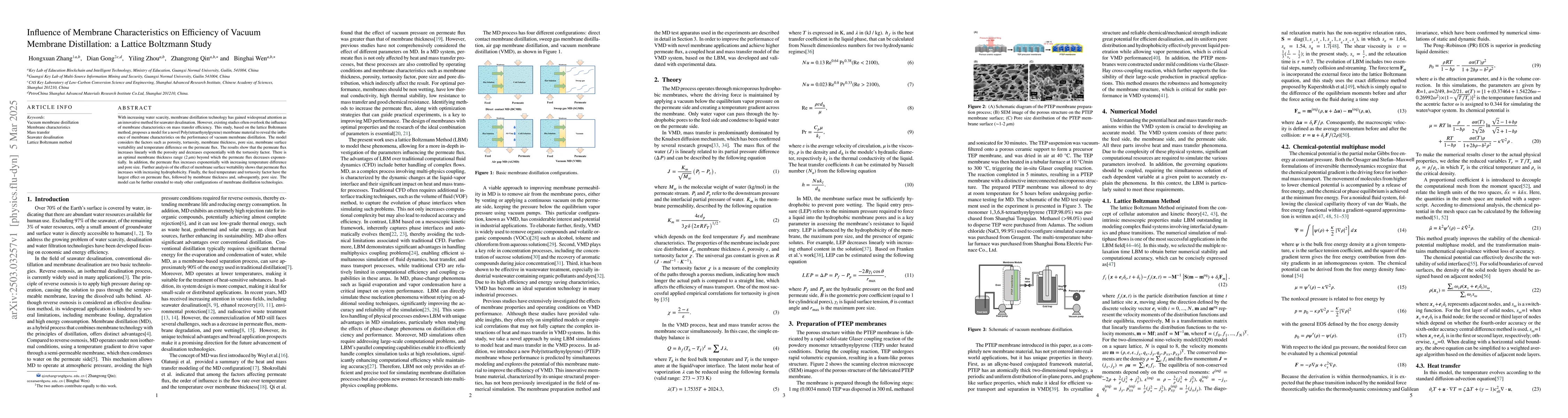 Thumbnail for Influence of Membrane Characteristics on Efficiency of Vacuum Membrane
  Distillation: a Lattice Boltzmann Study