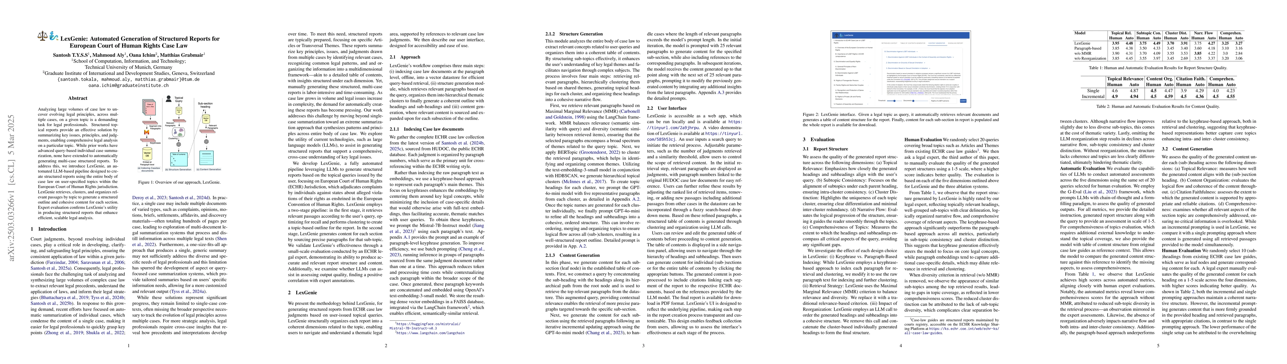 Thumbnail for LexGenie: Automated Generation of Structured Reports for European Court
  of Human Rights Case Law