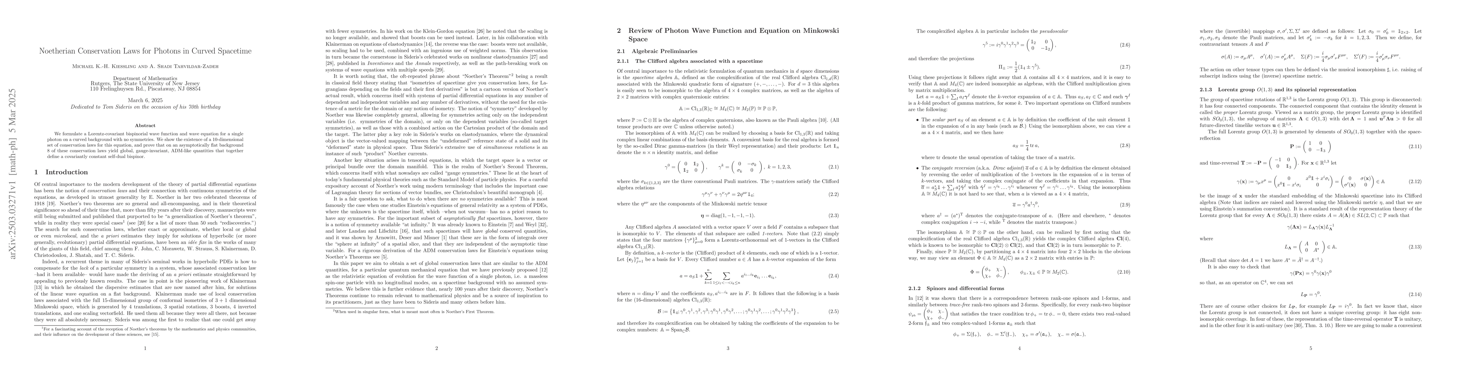 Thumbnail for Noetherian Conservation Laws for Photons in Curved Spacetime