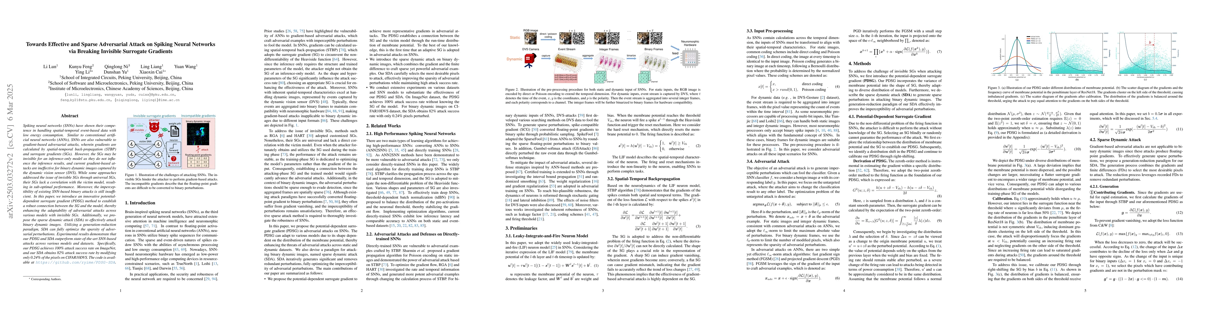 Thumbnail for Towards Effective and Sparse Adversarial Attack on Spiking Neural
  Networks via Breaking Invisible Surrogate Gradients