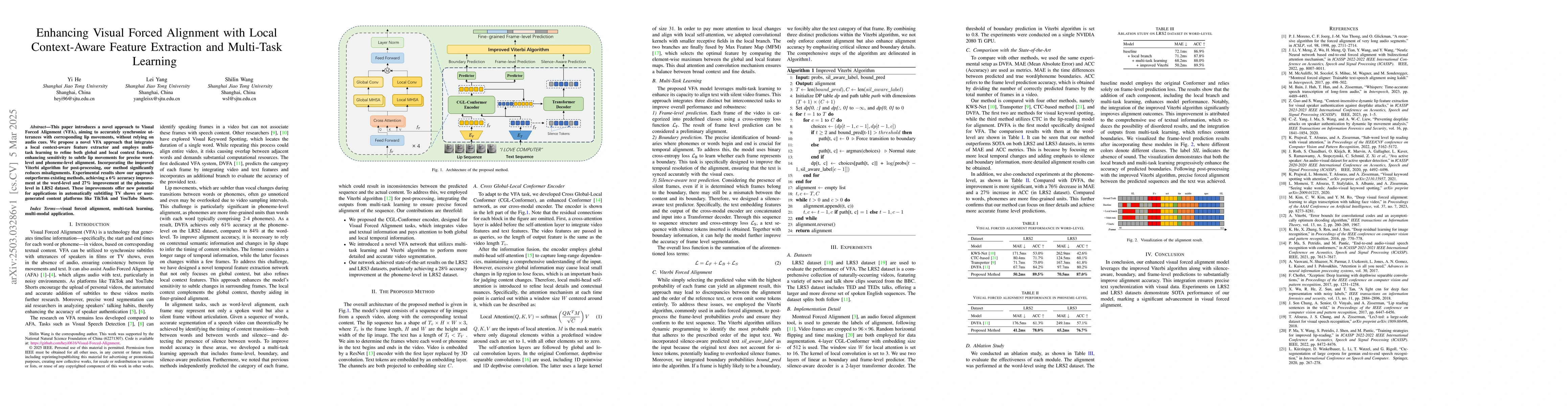 Thumbnail for Enhancing Visual Forced Alignment with Local Context-Aware Feature
  Extraction and Multi-Task Learning