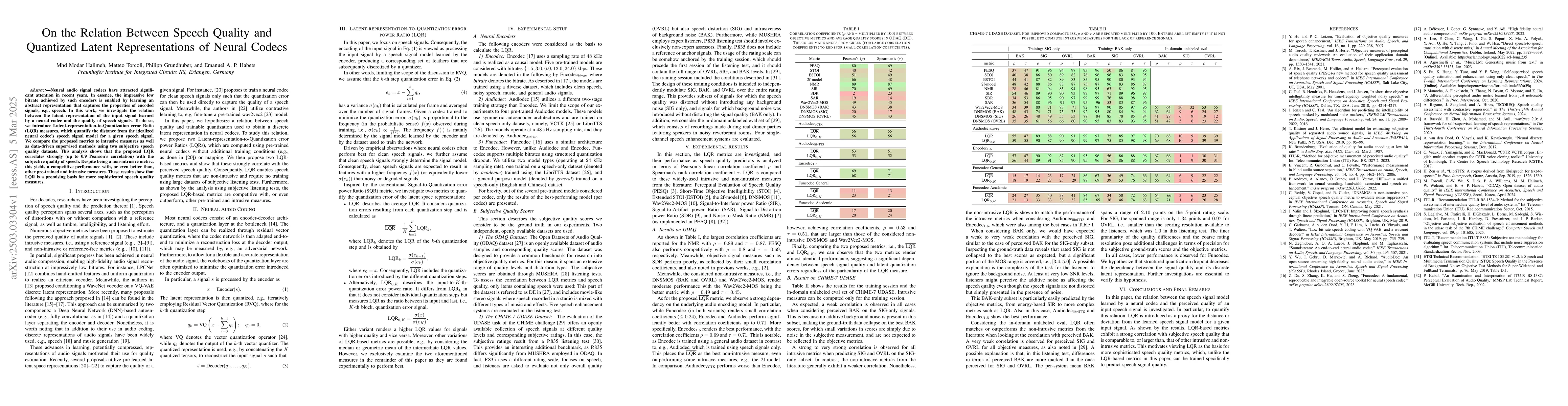 Thumbnail for On the Relation Between Speech Quality and Quantized Latent
  Representations of Neural Codecs
