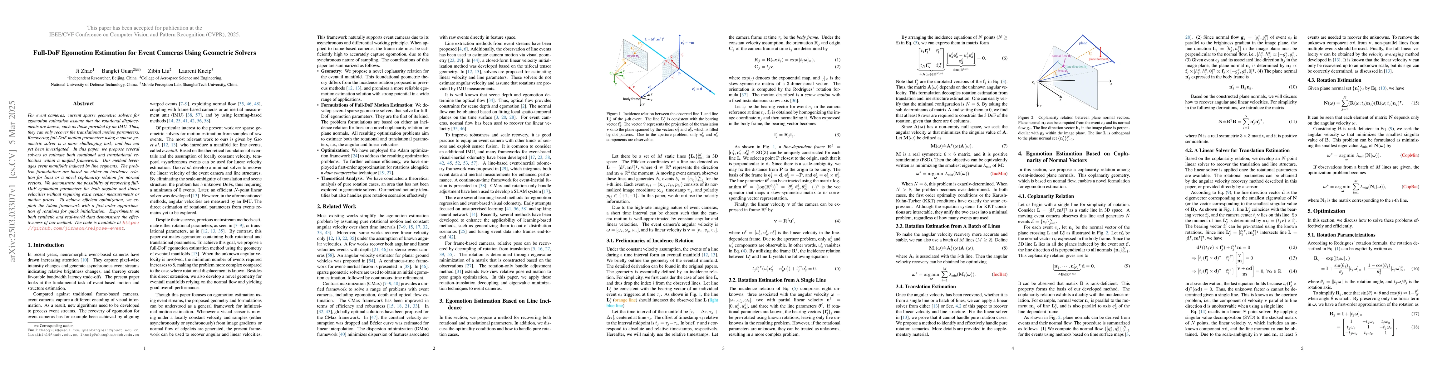 Thumbnail for Full-DoF Egomotion Estimation for Event Cameras Using Geometric Solvers