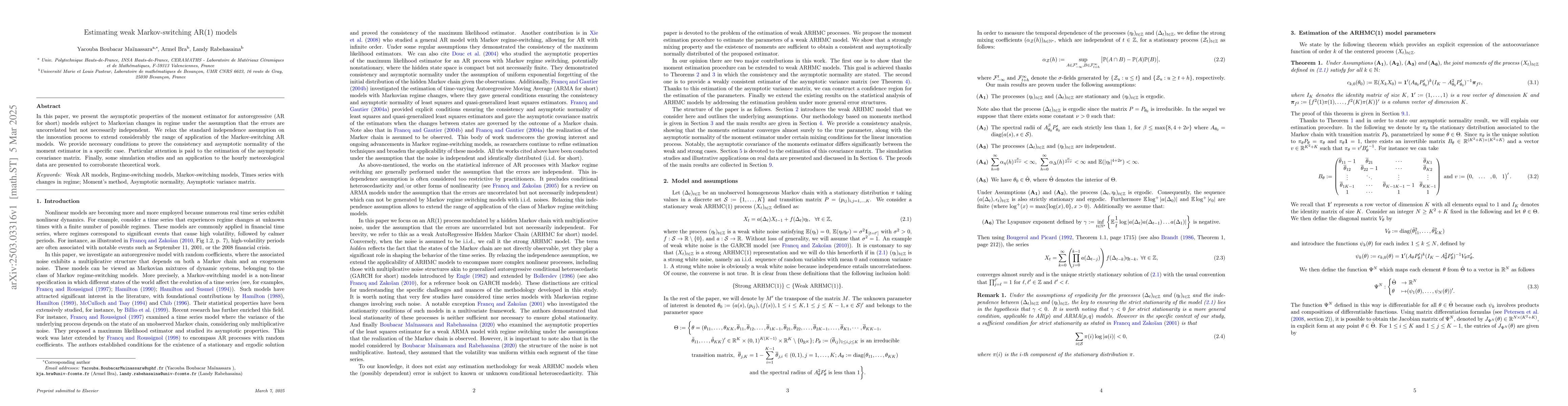Thumbnail for Estimating weak Markov-switching AR(1) models