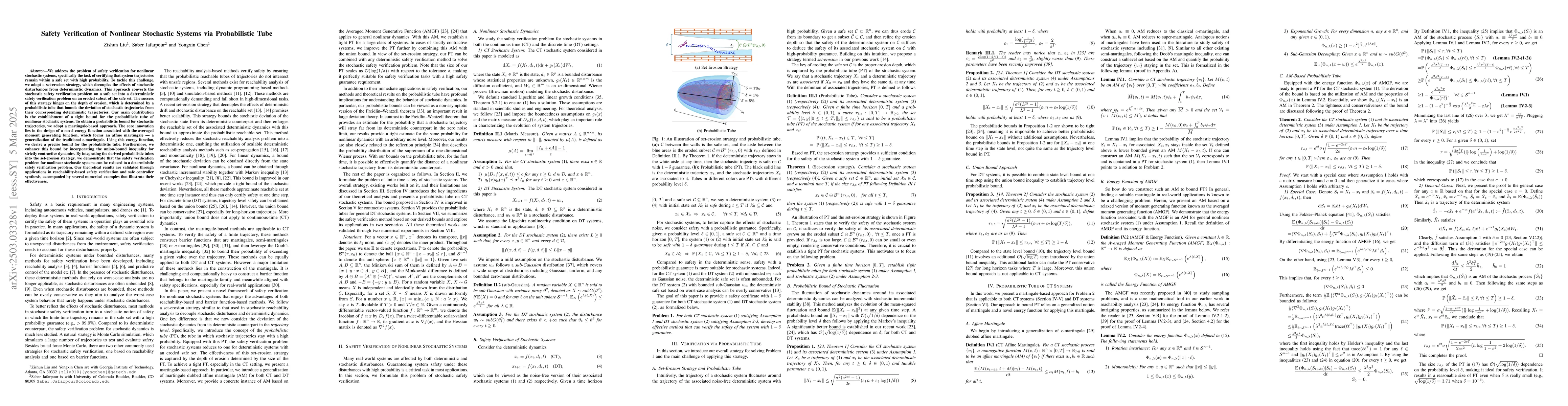 Thumbnail for Safety Verification of Nonlinear Stochastic Systems via Probabilistic
  Tube