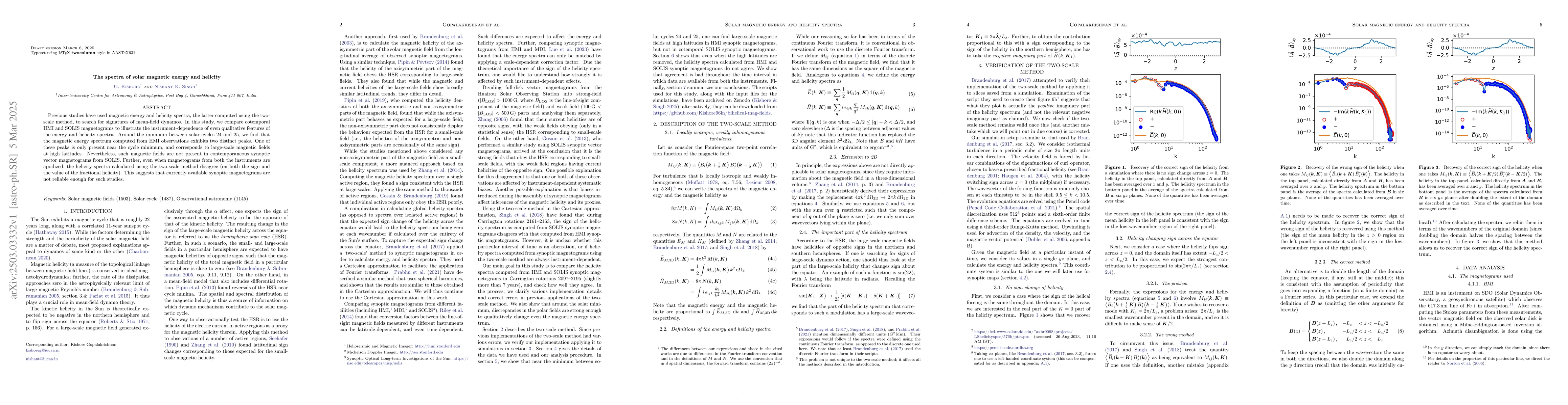 Thumbnail for The spectra of solar magnetic energy and helicity