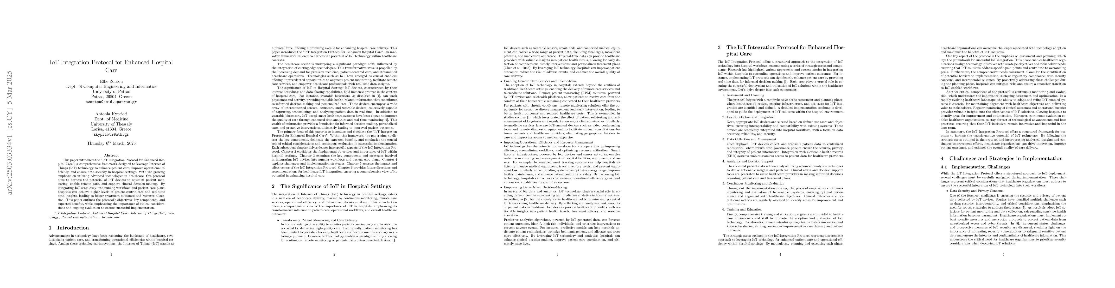 Thumbnail for IoT Integration Protocol for Enhanced Hospital Care