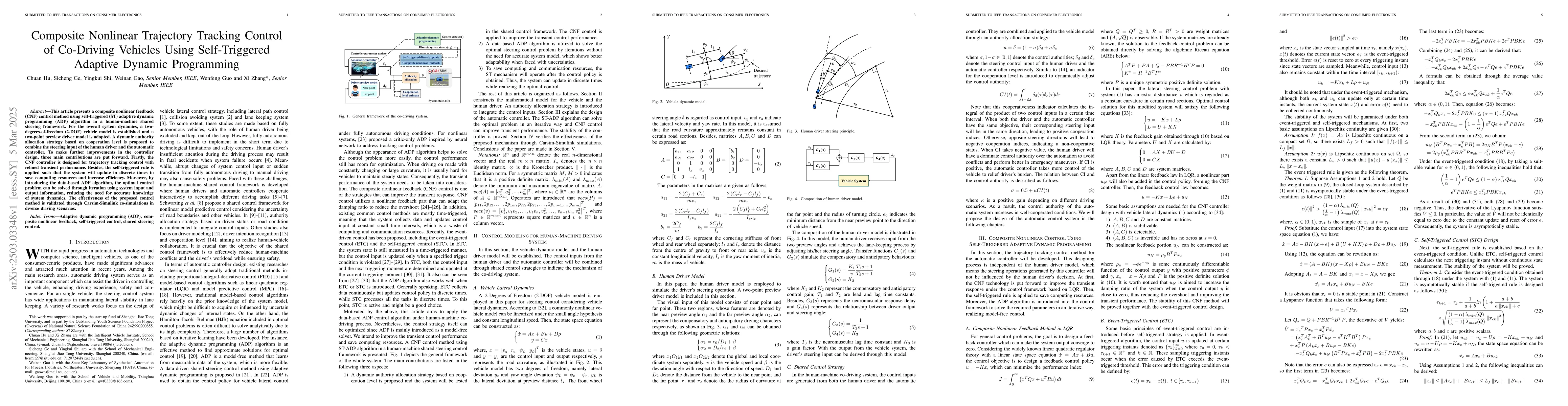Thumbnail for Composite Nonlinear Trajectory Tracking Control of Co-Driving Vehicles
  Using Self-Triggered Adaptive Dynamic Programming
