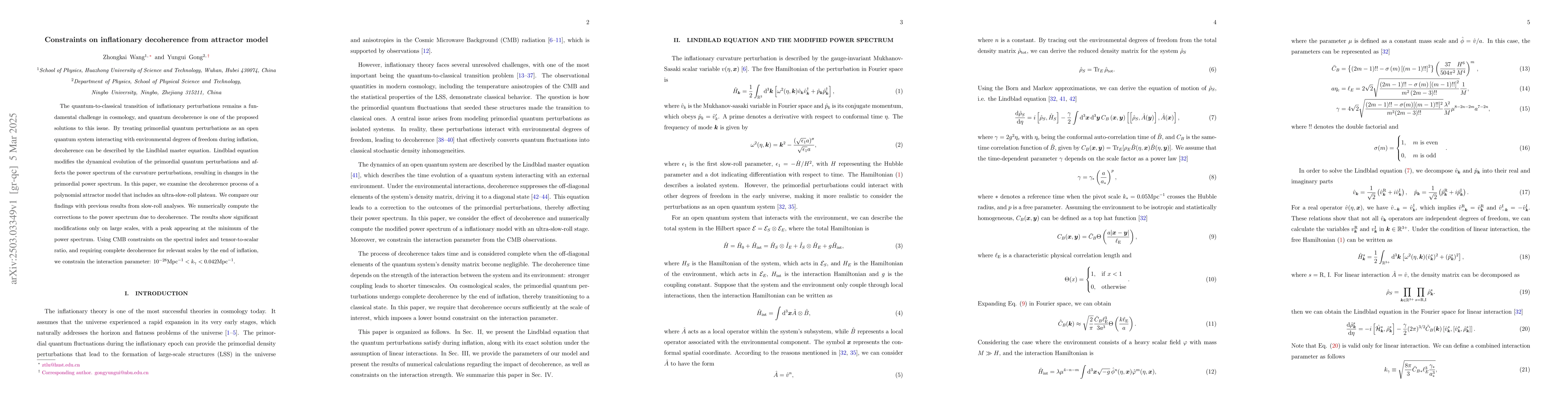 Thumbnail for Constraints on inflationary decoherence from attractor model