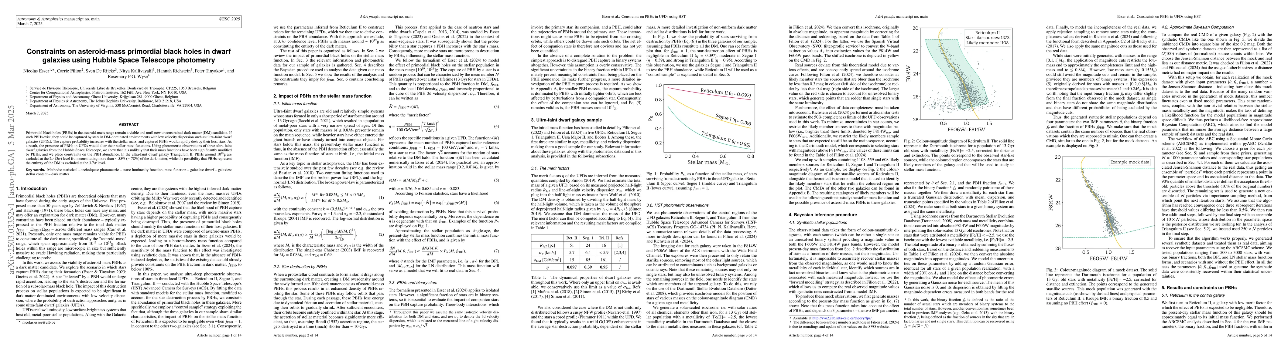 Thumbnail for Constraints on asteroid-mass primordial black holes in dwarf galaxies
  using Hubble Space Telescope photometry