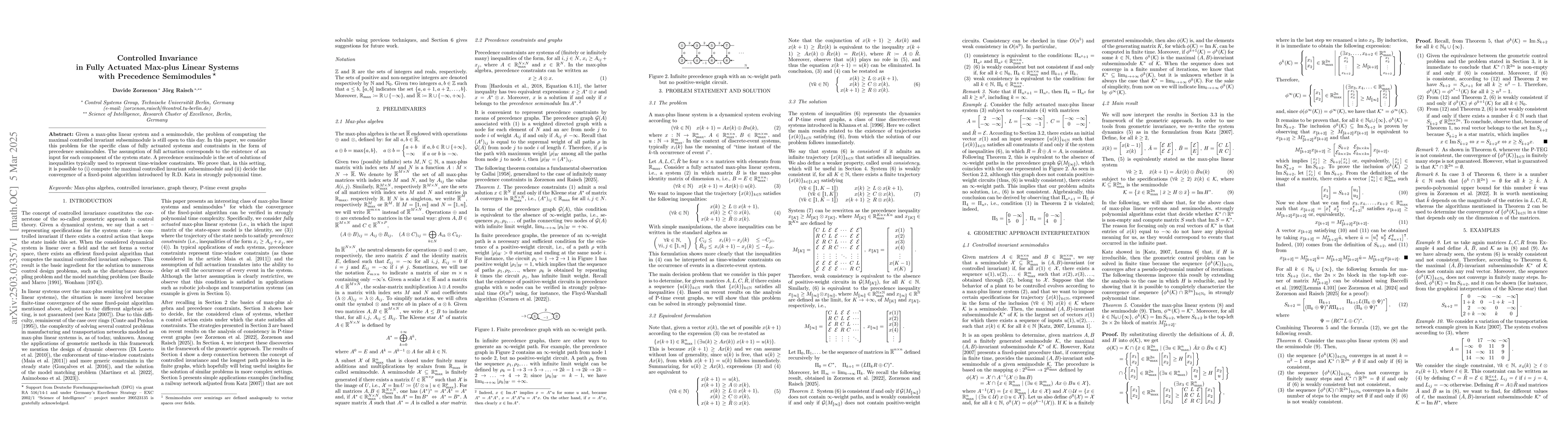 Thumbnail for Controlled Invariance in Fully Actuated Max-plus Linear Systems with
  Precedence Semimodules
