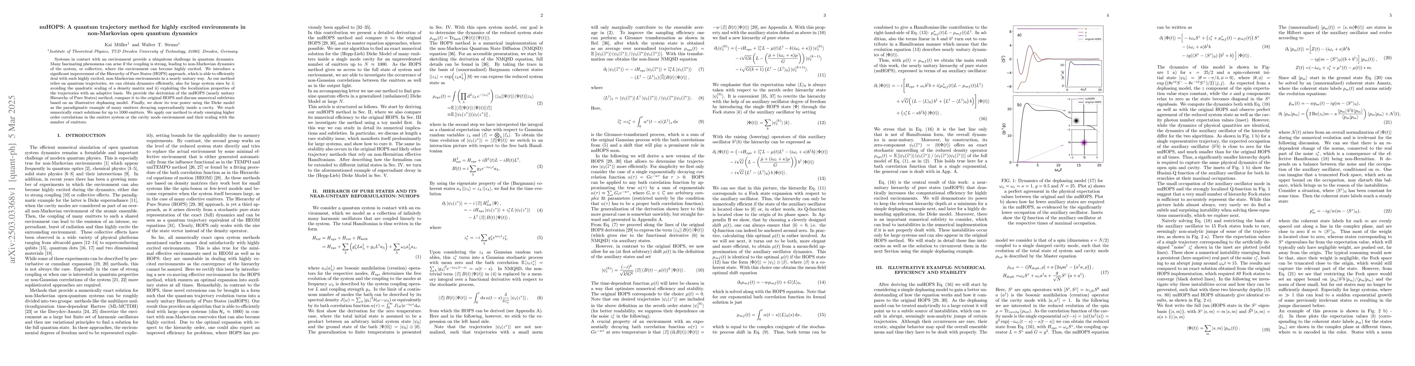 Thumbnail for nuHOPS: A quantum trajectory method for highly excited environments in
  non-Markovian open quantum dynamics