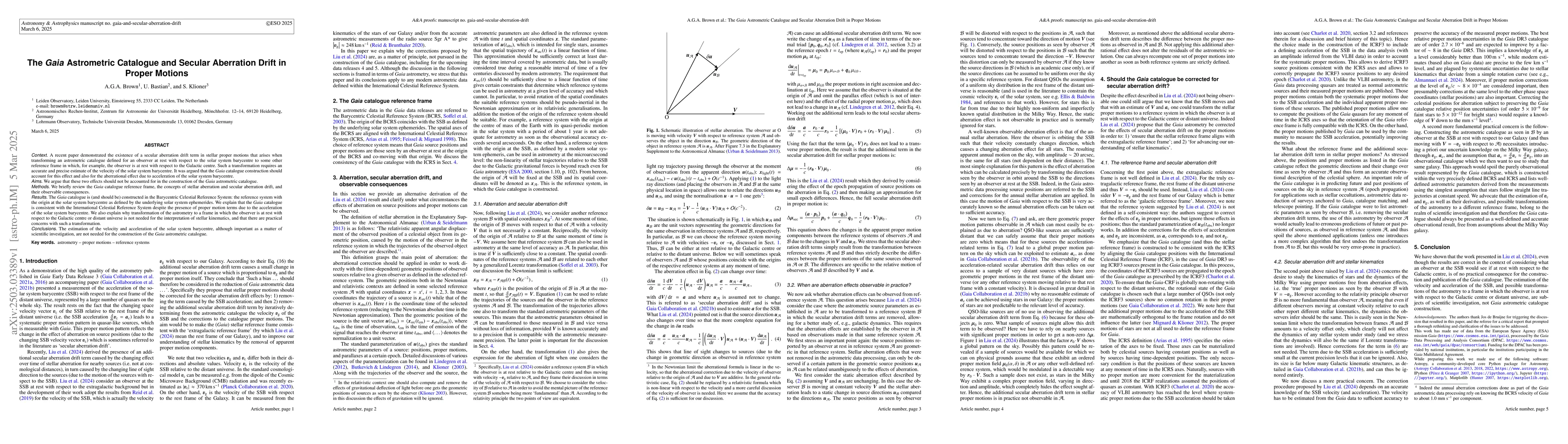 Thumbnail for The Gaia Astrometric Catalogue and Secular Aberration Drift in Proper
  Motions