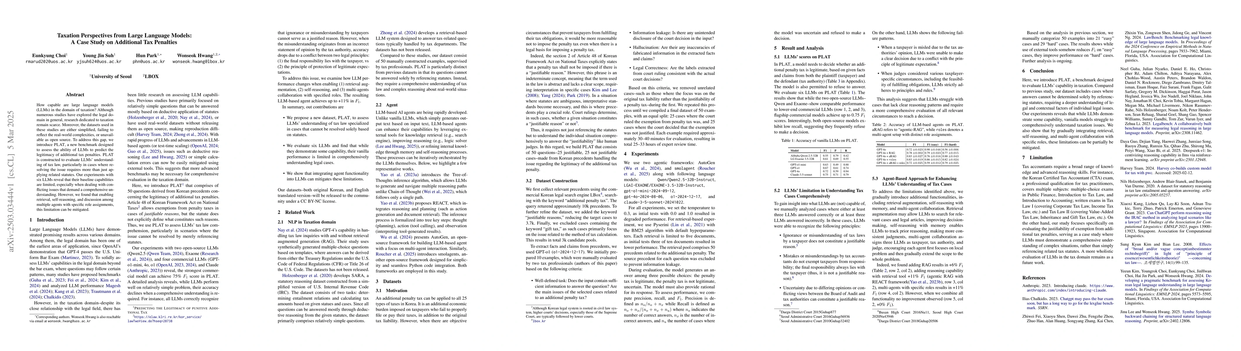 Thumbnail for Taxation Perspectives from Large Language Models: A Case Study on
  Additional Tax Penalties