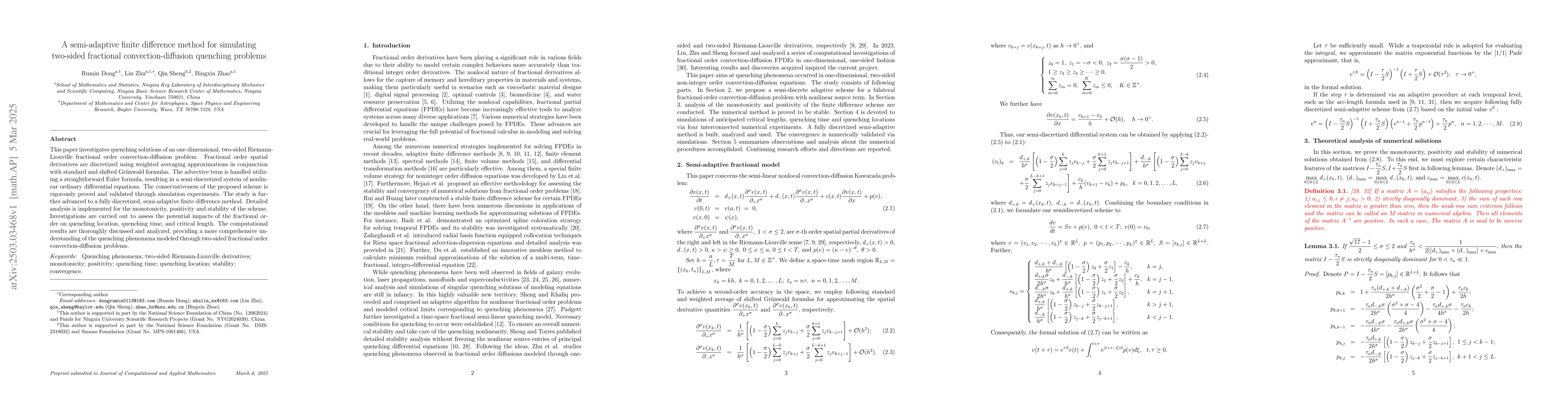 Thumbnail for A semi-adaptive finite difference method for simulating two-sided
  fractional convection-diffusion quenching problems