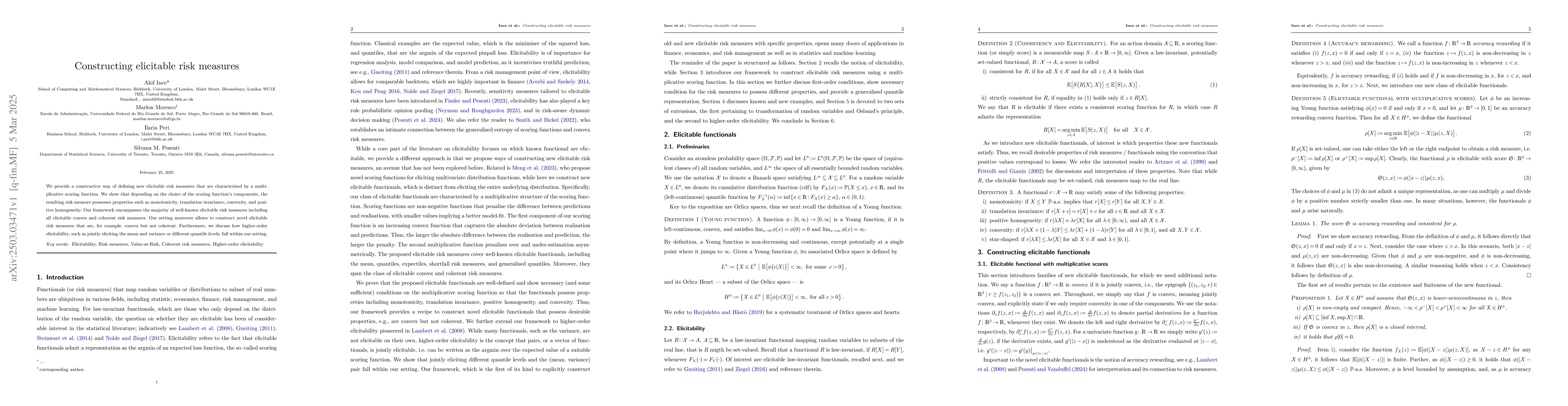 Thumbnail for Constructing elicitable risk measures