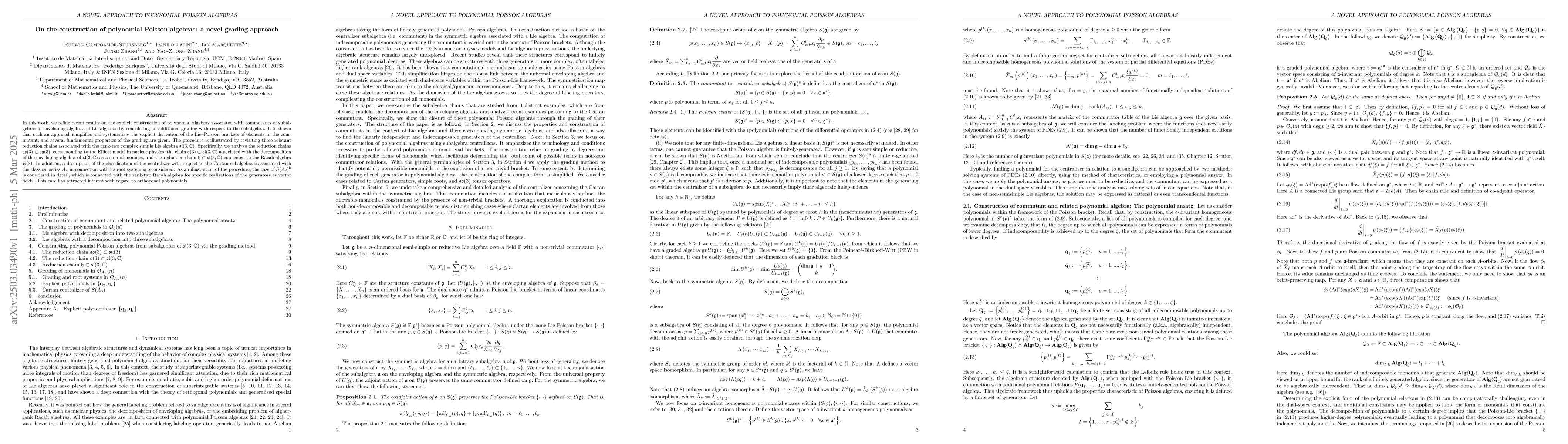 Thumbnail for On the construction of polynomial Poisson algebras: a novel grading
  approach