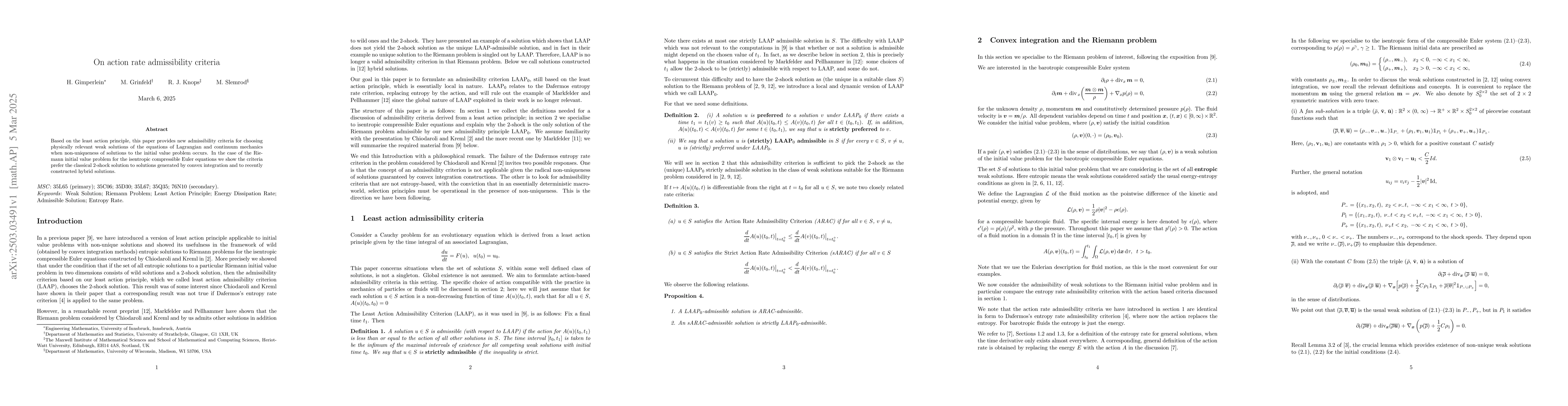 Thumbnail for On action rate admissibility criteria