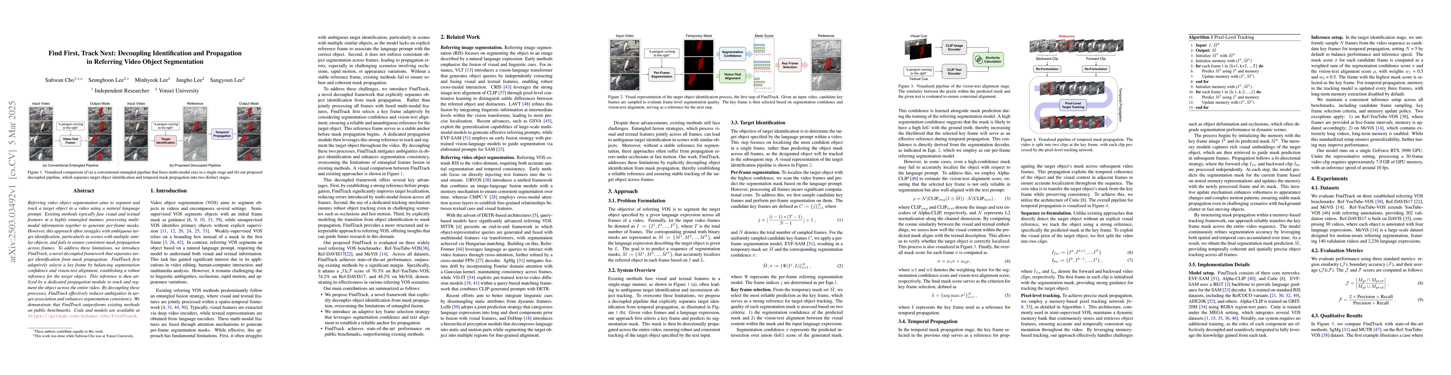 Thumbnail for Find First, Track Next: Decoupling Identification and Propagation in
  Referring Video Object Segmentation