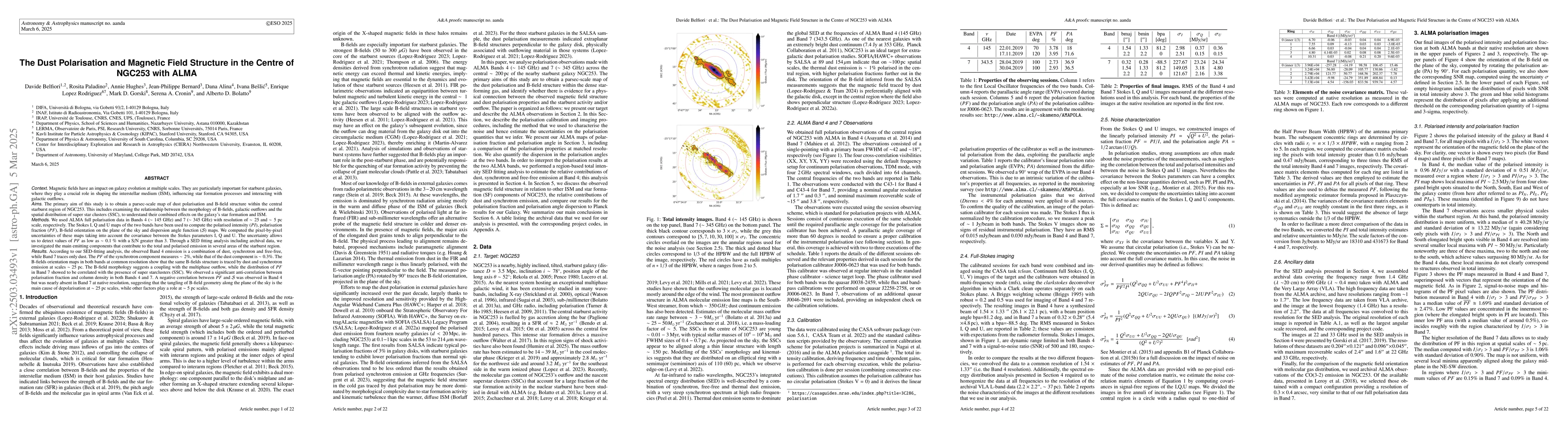 Thumbnail for The Dust Polarisation and Magnetic Field Structure in the Centre of
  NGC253 with ALMA