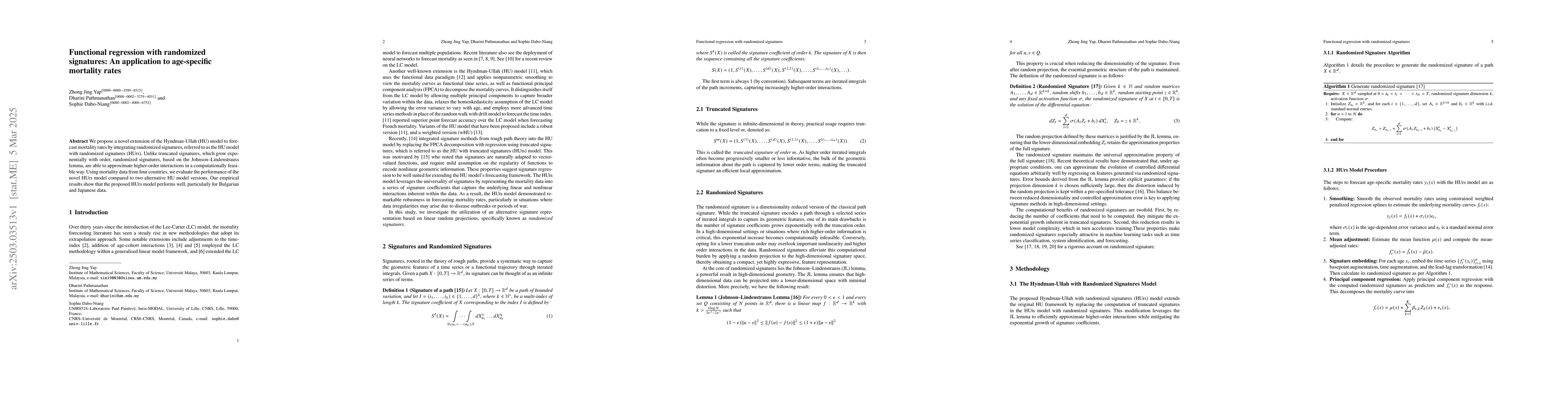 Thumbnail for Functional regression with randomized signatures: An application to
  age-specific mortality rates