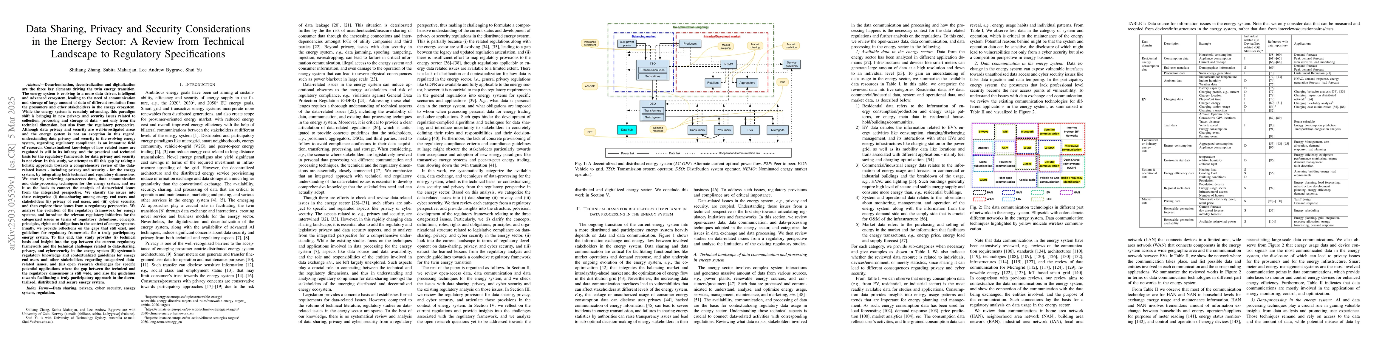 Thumbnail for Data Sharing, Privacy and Security Considerations in the Energy Sector:
  A Review from Technical Landscape to Regulatory Specifications