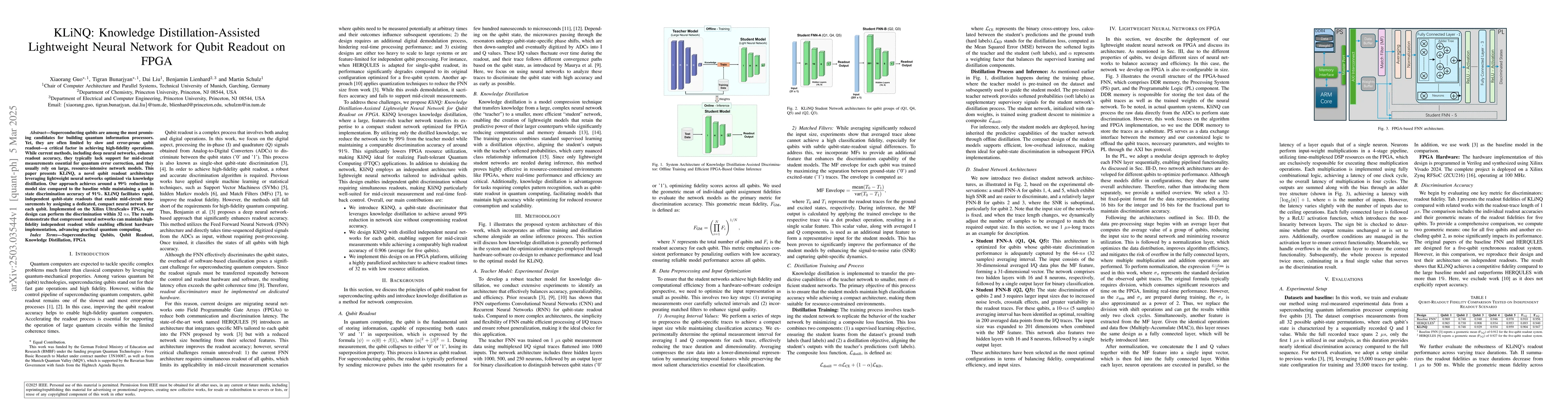 Thumbnail for KLiNQ: Knowledge Distillation-Assisted Lightweight Neural Network for
  Qubit Readout on FPGA