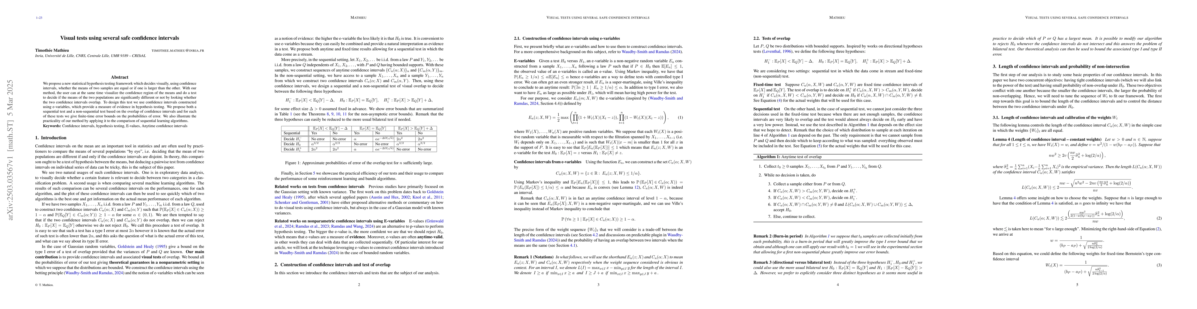 Thumbnail for Visual tests using several safe confidence intervals