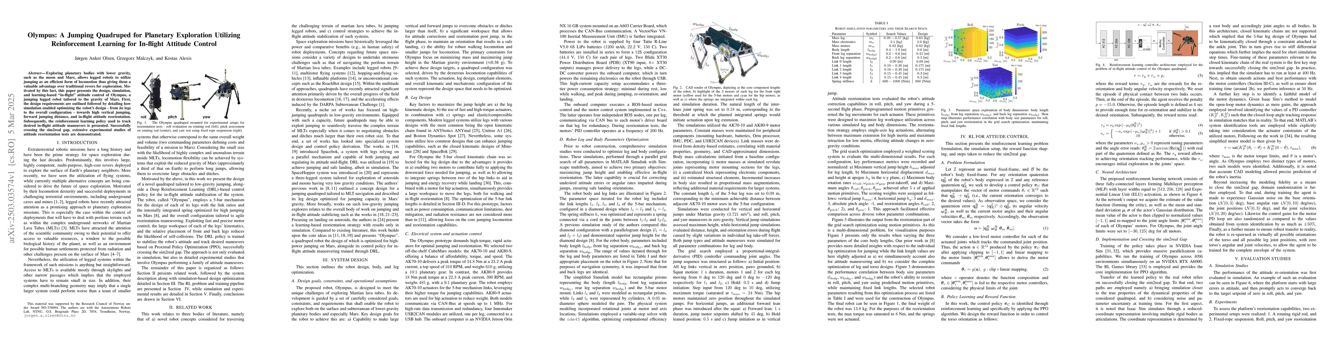 Thumbnail for Olympus: A Jumping Quadruped for Planetary Exploration Utilizing
  Reinforcement Learning for In-Flight Attitude Control
