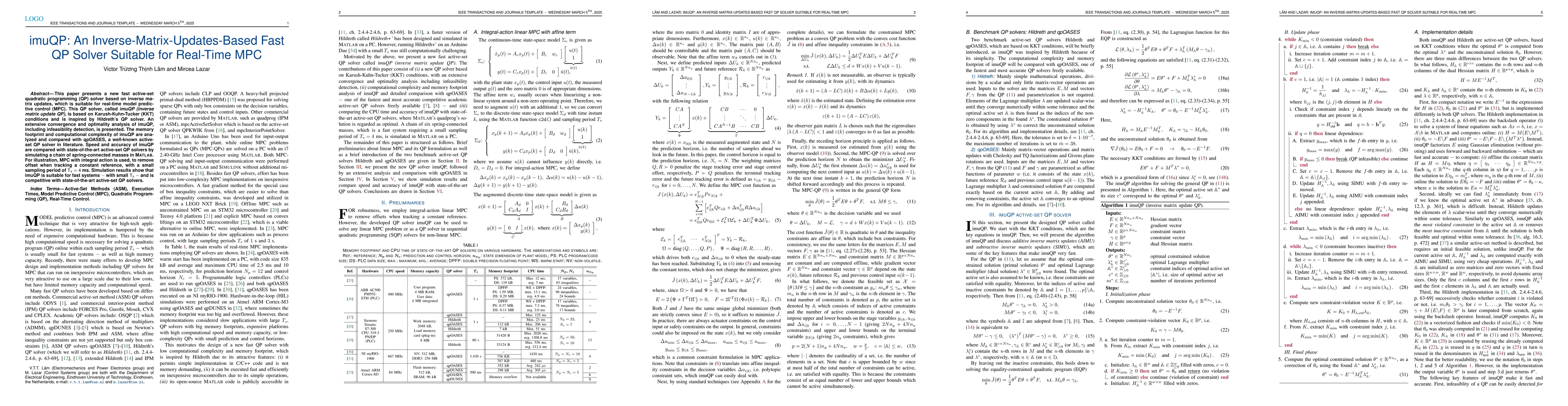 Thumbnail for imuQP: An Inverse-Matrix-Updates-Based Fast QP Solver Suitable for
  Real-Time MPC