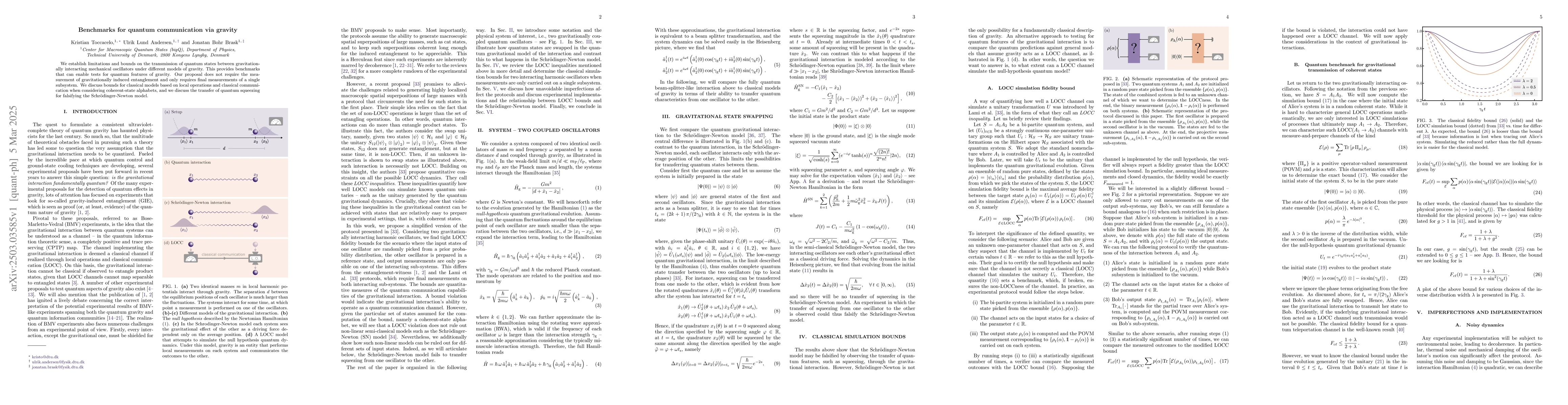 Thumbnail for Benchmarks for quantum communication via gravity
