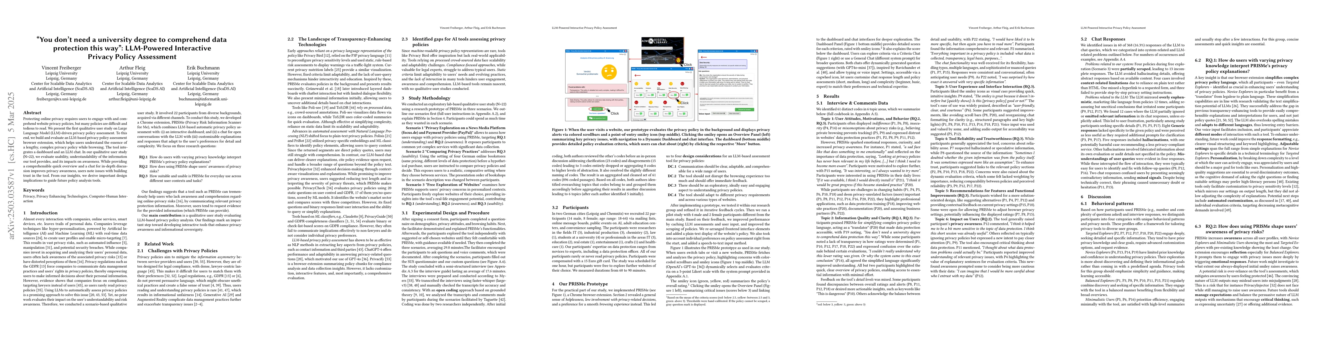 Thumbnail for "You don't need a university degree to comprehend data protection this
  way": LLM-Powered Interactive Privacy Policy Assessment
